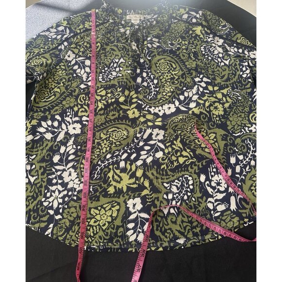 Tea Please Peasant Womens 1X Green Black Balloon Sleeves Boho Blouse Top - Picture 4 of 5